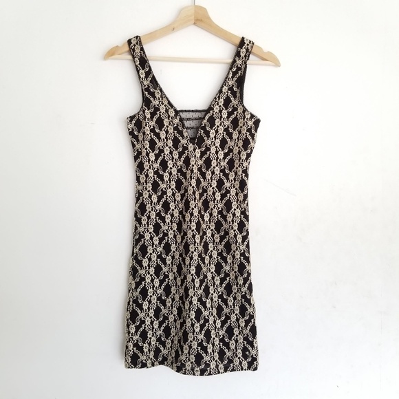 New Intimately Free People Black and Gold Strapless Embroidered Mini Dress XS - Picture 1 of 7